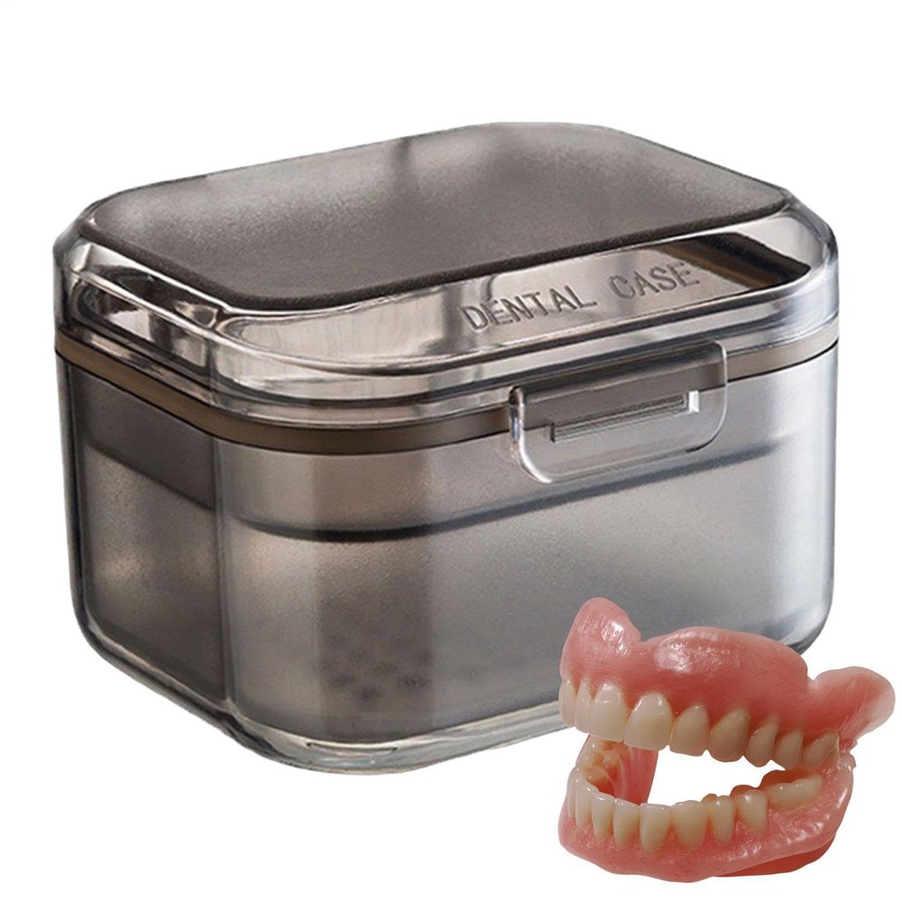 Denture Case - Denture Cleaning Case, Portable Denture Case | Denture Bath with Drain Tray, Travel Denture Case, Compact Denture Case, Denture Case for Dentures Denture Bridges Partial Dentures