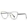 HAITONGCR candy-colored metal anti-blue glasses 3144 cat glasses frame (C1 bright black/gold frame - anti-blue lens) view 1