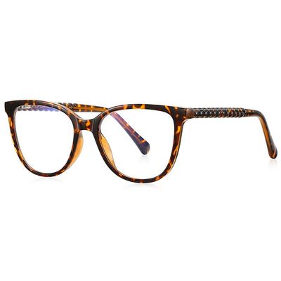 HAITONGCRTR90 anti-blue glasses 2134 twist temple ladies candy progressive color flat mirror (C3 tortoiseshell frame - anti-blue lens)