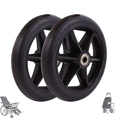 2pcs 6Inch/7Inch/8Inch Manual Wheelchair Caster Wheels, Solid Front Wheelchair Wheel Replacement, Durable Strong/Wearproof/Anti-Skid Walker Wheels