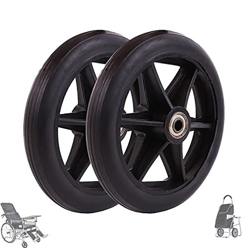 2pcs 6Inch/7Inch/8Inch Manual Wheelchair Caster Wheels, Solid Front Wheelchair Wheel Replacement, Durable Strong/Wearproof/Anti-Skid Walker Wheels