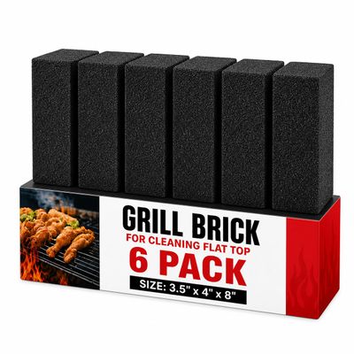 Commercial Grade, Heavy Duty Grill Cleaning Brick Bulk 6 Pack. Pumice Stone Cleaner Tool Cleans and Sanitizes Restaurant Flat Top Grills or Griddles Effectively Without Harsh Chemicals or Abrasives