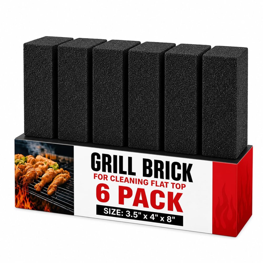 Commercial Grade, Heavy Duty Grill Cleaning Brick Bulk 6 Pack. Pumice Stone Cleaner Tool Cleans and Sanitizes Restaurant Flat Top Grills or Griddles Effectively Without Harsh Chemicals or Abrasives