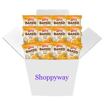 Baked, Ruffles Cheddar & Sour Cream Potato Chips, 1.125 Ounce (Pack of 12) Value Pack Bundled by Shoppyway