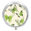 Lime Green Butterfly Pill Box Cute Round Pill Box 3 Compartment Decorative Pocket Purse Portable Mini Travel Medicine Tablet Vitamin Fish Oil Holder Organizer Pill Case view 1