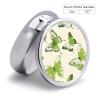 Lime Green Butterfly Pill Box Cute Round Pill Box 3 Compartment Decorative Pocket Purse Portable Mini Travel Medicine Tablet Vitamin Fish Oil Holder Organizer Pill Case view 2