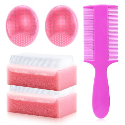 Cradle Cap Brush for Babies, 5Pcs Cradle Cap Treatment Set with Soft Bristle Brushes Silicone Scrubber Long Comb for Newborn Bathing Essentials Baby Brush and Comb Set (Pink)