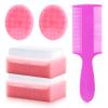 Cradle Cap Brush for Babies, 5Pcs Cradle Cap Treatment Set with Soft Bristle Brushes Silicone Scrubber Long Comb for Newborn Bathing Essentials Baby Brush and Comb Set (Pink) view 1