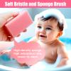 Cradle Cap Brush for Babies, 5Pcs Cradle Cap Treatment Set with Soft Bristle Brushes Silicone Scrubber Long Comb for Newborn Bathing Essentials Baby Brush and Comb Set (Pink) view 3