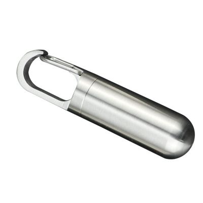 Mini Stainless Steel Bottle Keychain Sealing Capsule Holder, Suitable for Pocket or Bag, Rustproof and (L)