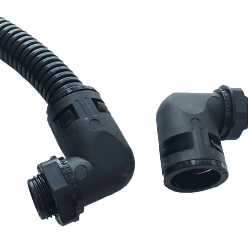 5Pcs nylon corrugated pipe 90 degree quick connector, environmentally friendly in-line wave pipe corrugated pipe right angle elbow (SMG-W-AD15.8-M18)