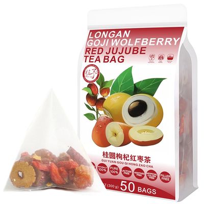 10.58oz (6g*50bags) 300g Longan Goji Hongzao Tea Bag, Wolfberry, Chinese Pure Nature, Combination of Floral Tea