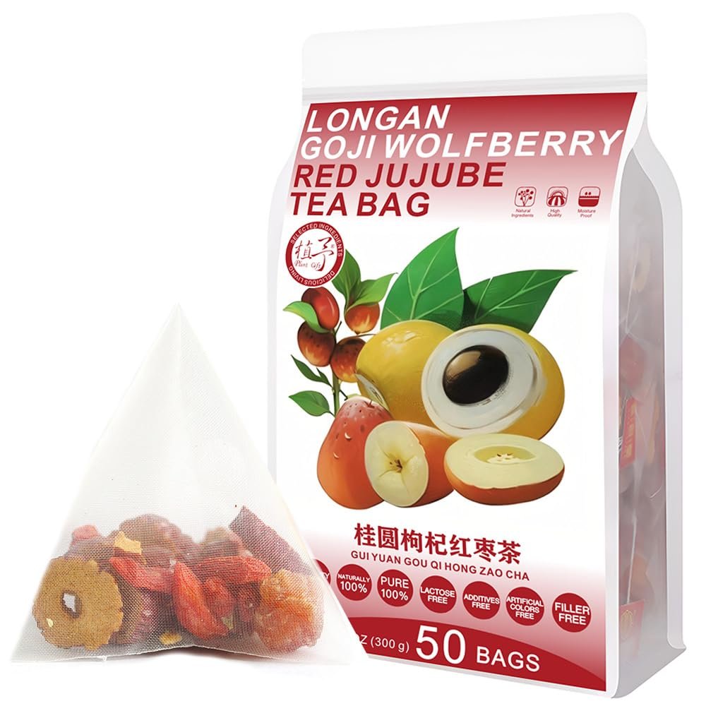 10.58oz (6g*50bags) 300g Longan Goji Hongzao Tea Bag, Wolfberry, Chinese Pure Nature, Combination of Floral Tea