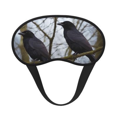 Black Crow Birds Sleep Mask for Women Men Eye Mask for Sleeping Light Blocking Sleeping Mask with Elastic Strap Blindfold for Flight Nap Soft Breathable Travel Eye Cover for Side Sleeper