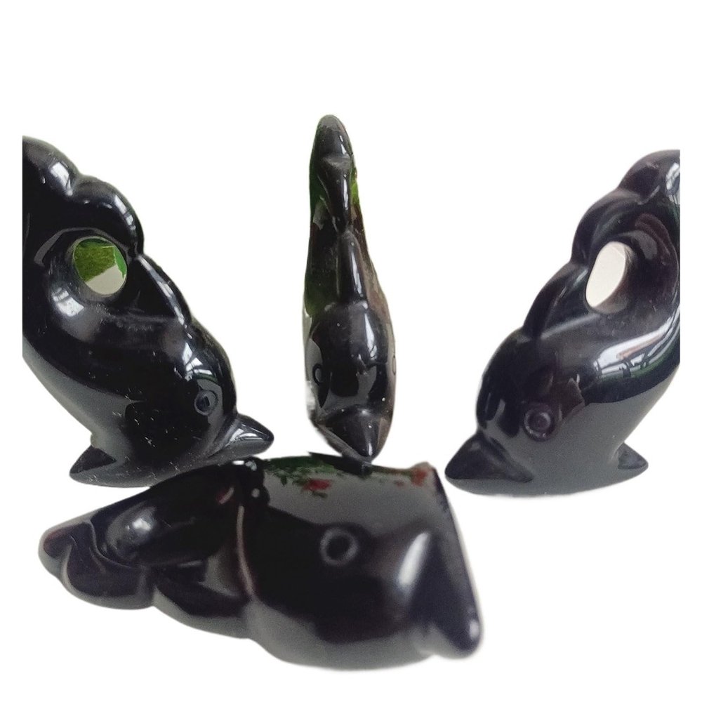 UYAAZVHJ Obsidian Dolphin Statue, Natural Crystal Carving, Dolphin Gift, Small Jewelry, Home Decoration