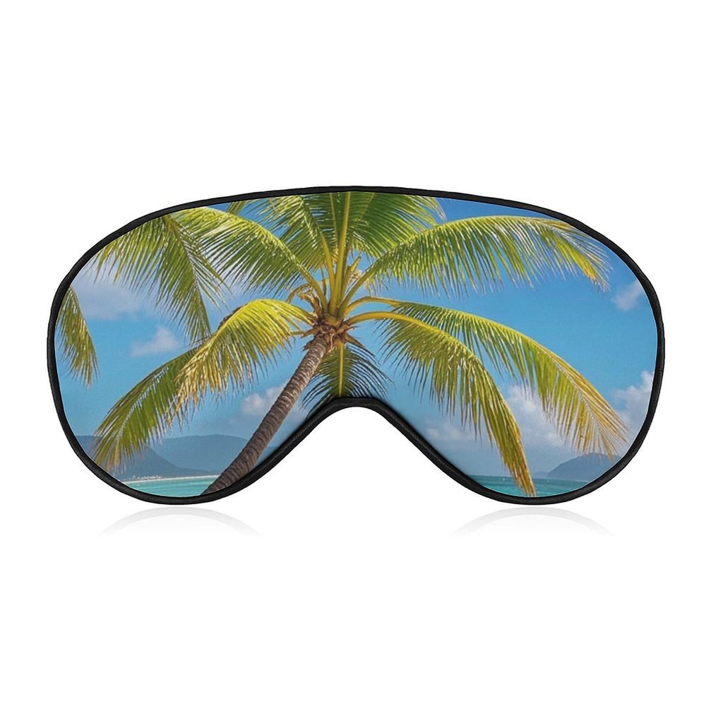 Soft Comfortable Eye Mask Tropical Palm Tree Printed Night Sleeping Eye Masks Eye Patches Eye Cover Light Blocking Blindfold for Office Nap Travel