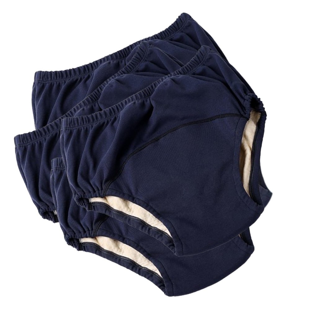 Leakproof Panties for Incontinence,Panties for Incontinence Care Protection Nappies Underwear Care Incontinence Diapers for Adult Cloth Diaper Cover Reusable Briefs(Blue 4 Pieces,Large)