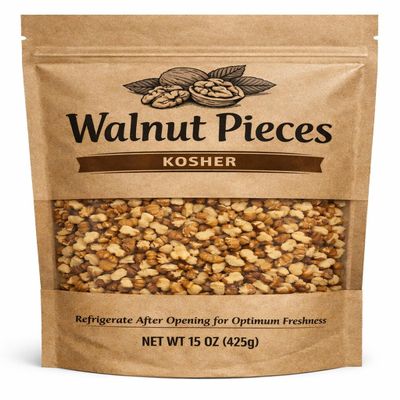 All Natural Walnut Pieces, 15 oz Resealable Bag Raw, Unsalted, Fresh Chopped Walnuts High Omega-3, Keto Friendly, Vegan, Gluten Free Snack & Baking Nuts