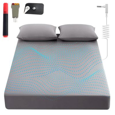 Grounding Sheets King, 90% Organic Cotton+ 10% Pure Silver Fiber,Grounded Bed Sheet Kit, Deep Pocket Grounded Bed Sheet, Relieves Pain - Used for Healthy Sleep Therapy (Gray, Twin)