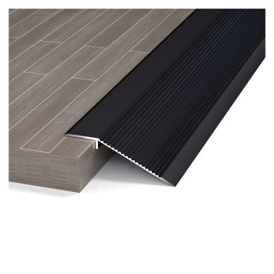 4 Inch Aluminum Floor Transition Strip Threshold Ramp, Used As A Wheelchair Ramp Reducer, with Anti-Slip Grooves, Bridge The Height Gap Between 0.3-1.6 Inches(Black)