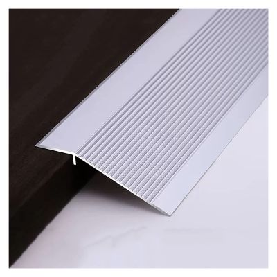 UMJIGF Floor Transition Strip Entry Ramp, Extra Wide 4inch Floor Transition Strip for High Drop Threshold, Commercial Aluminum Non Slip Floor Edge Trim for Wood,Silver-145cm/57in/4.7ft