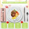 LANLISA 50 Silver Paper Plates Disposable Set Includes 25-9" & 25-7" Disposable Birthday Cake Dessert Paper Plates For Party Supplies view 3