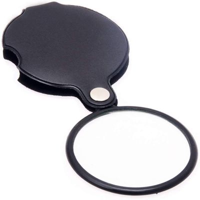 10X Mini Pocket Magnifying Glass Folding Pocket Magnifier Loupe with Rotating Protective Holster Leather Pouch for Reading,Science Class,Hobby