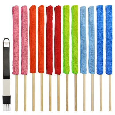 12 PCS Microfiber Detail Duster Sticks, Mini Duster Crevice Cleaning Tool for Car Air Vents, Blinds, Fans, Windows, Small Spaces, Gap Dust Cleaner, with 1 Detail Cleaning Brush