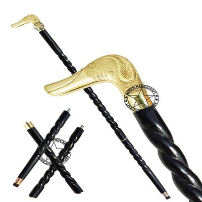 Brass Vintage Walking Cane Wooden Walking Stick Brass Handle Gift for Men & Women (GHHU) (Black 5)