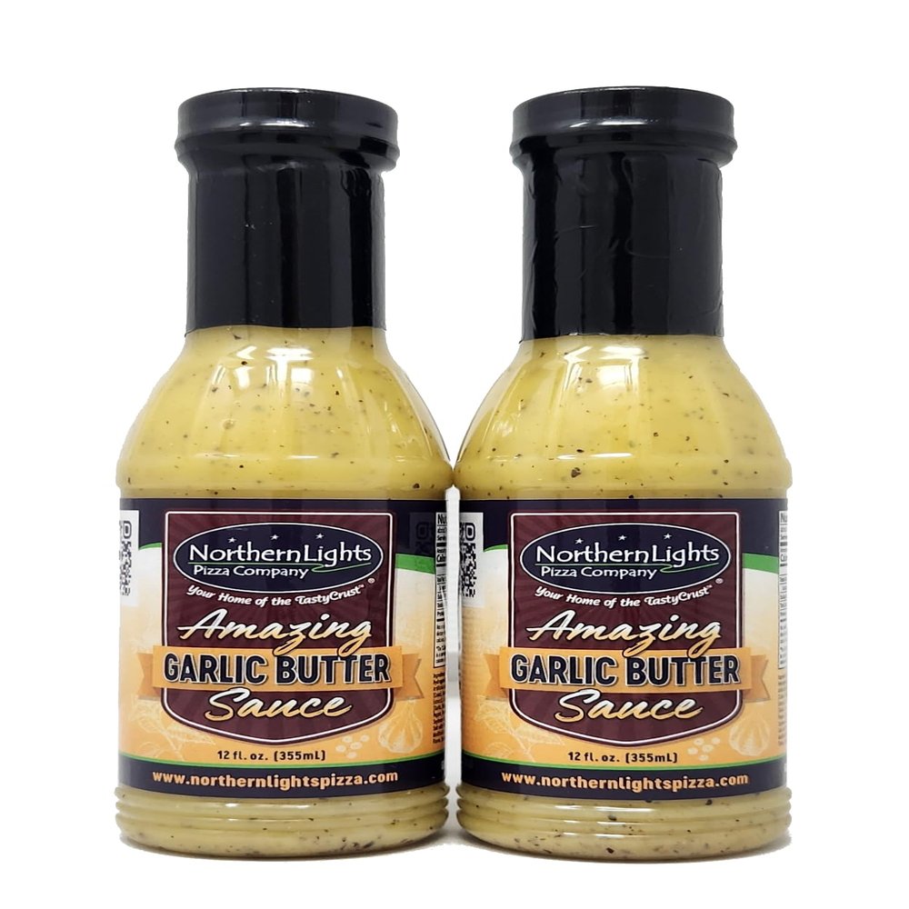 2 Pack of Northern Lights Pizza Company Amazing Garlic Butter Sauce12 oz Bottles