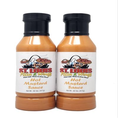 2 packs of St. Louis Pizza and Wings Barbecue Sauce 16oz bottles (Hot Mustard Sauce)