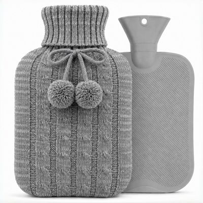 OliviaLiving Hot Water Bottle with Knitted Cover, 2L Hot Water Bag for Pain Relief, Menstrual Cramps, Hot and Cold Compress, Hand & Feet Warmer, Bed Warmer, Hot Bottle Water Bag