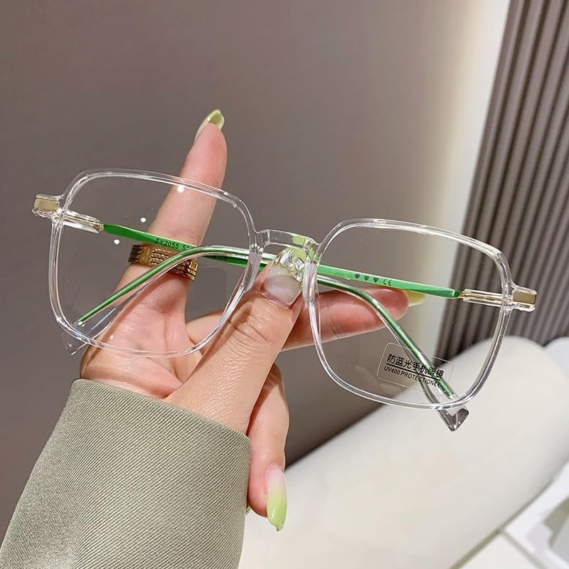 HAITONGCR Anti-blue reading glasses female Internet frame (transparent frame,Reading glasses + 350)