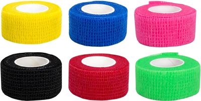 12 Pack 1 Inch x 5 Yards, Self Adherent Bandage Wrap Breathable Cohesive Bandage Rolls, Self Adherent Tape for Sports, Swelling, First Aid, & Sprains