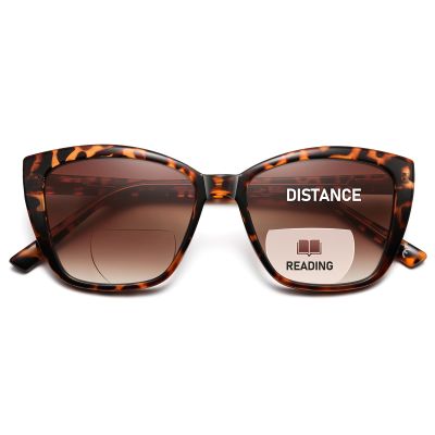 PUBOWT Bifocal Reading Sunglasses for Women Oversized Cat-eye Fashion Sun Reader Spring Hinge Eyewear UV400 Protection PT2001C (+ 3.0 X, Tortoiseshell)