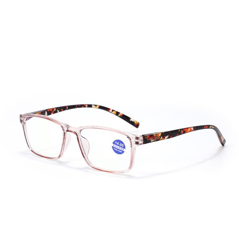 HAITONGCR Anti-blue Reading Glasses Ultra-clear Spring Legs (Glamour powder,350 degrees)