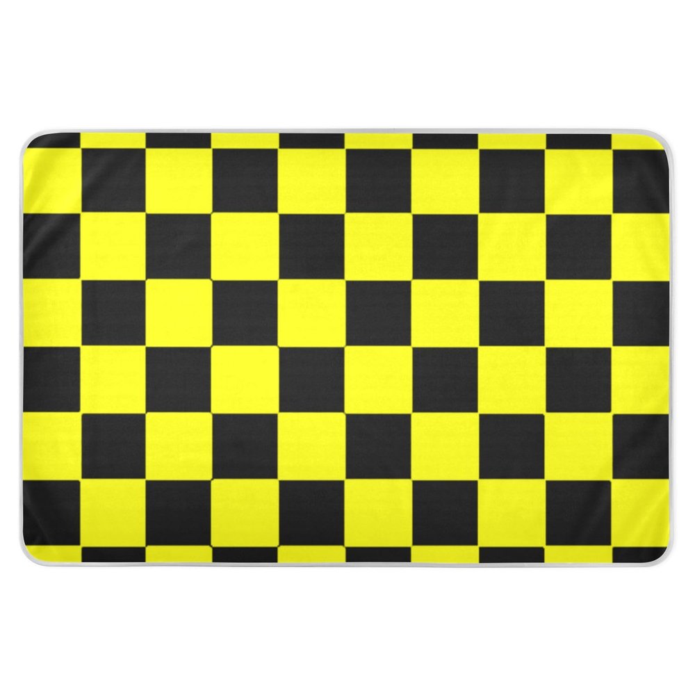 Buffalo Plaid Check Black Yellow Extra Large Resuable Changing Pad Covers Water Resistant Underpads Wetting Cover Portable Diaper Pads for Infant Toddler , 52" L x 34" W bolsas para