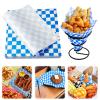 100PCS Deli Paper,Premium Food Basket Liners, Grease Resistant Wax Paper Sheets for Food,Deli Wrap Wax Paper Sheets for Wrapping Bread and Sandwiches (Blue, 8.5") view 1