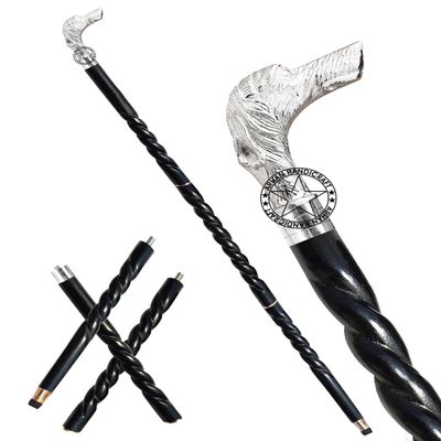 Brass Nickel Vintage Walking Cane Wooden Walking Stick Brass Handle Gift for Men & Women (JKU) (Black 6)