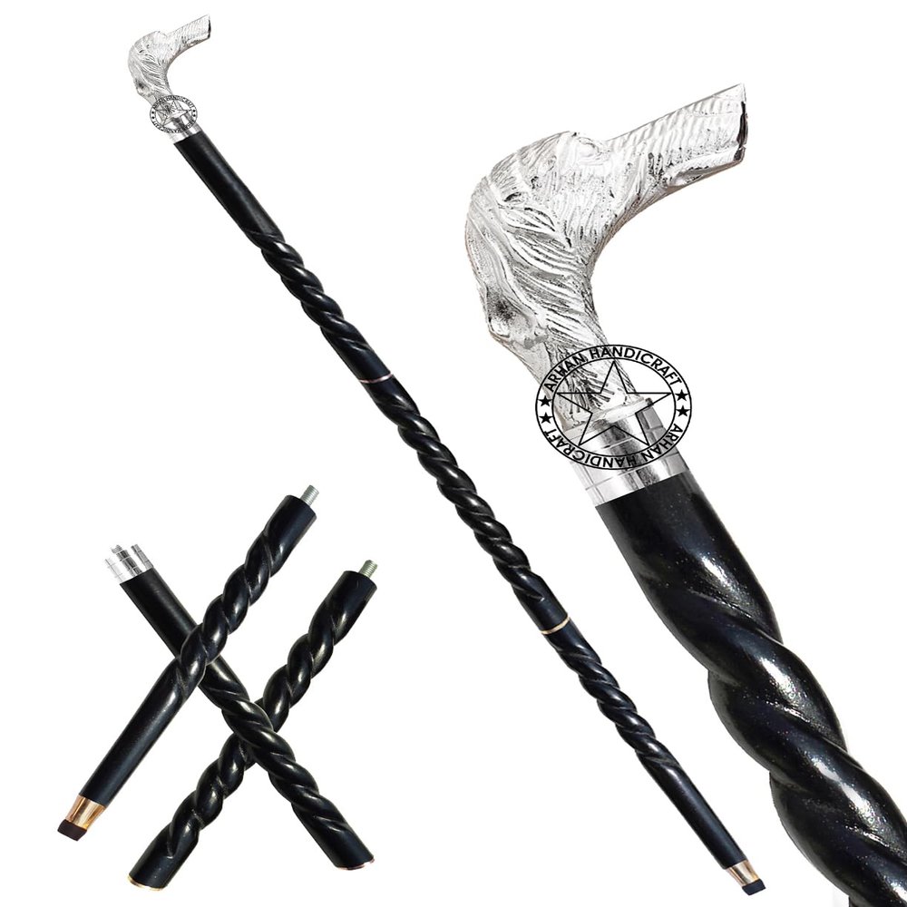 Brass Nickel Vintage Walking Cane Wooden Walking Stick Brass Handle Gift for Men & Women (JKU) (Black 6)