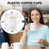 YIMITEE 48 Pack Disposable Coffee Mugs with Handle, 8 OZ Heavyweight Gold Rimmed Tea Cups, Plastic Hot Cold Beverage Drinkware for Weddings Cafe Bridal Shower Engagement Party Camping Travel, White view 2