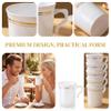 YIMITEE 48 Pack Disposable Coffee Mugs with Handle, 8 OZ Heavyweight Gold Rimmed Tea Cups, Plastic Hot Cold Beverage Drinkware for Weddings Cafe Bridal Shower Engagement Party Camping Travel, White view 3