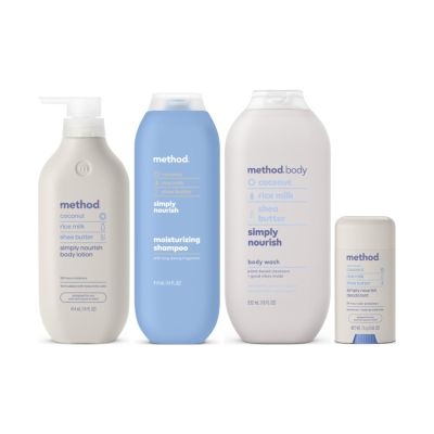 Method Simply Nourish, Body Lotion 14 Fl Oz, Body Wash 18 Fl Oz, Deodorant 2.65 Oz, Moisturizing Shampoo 14 Fl Oz (Variety Pack)