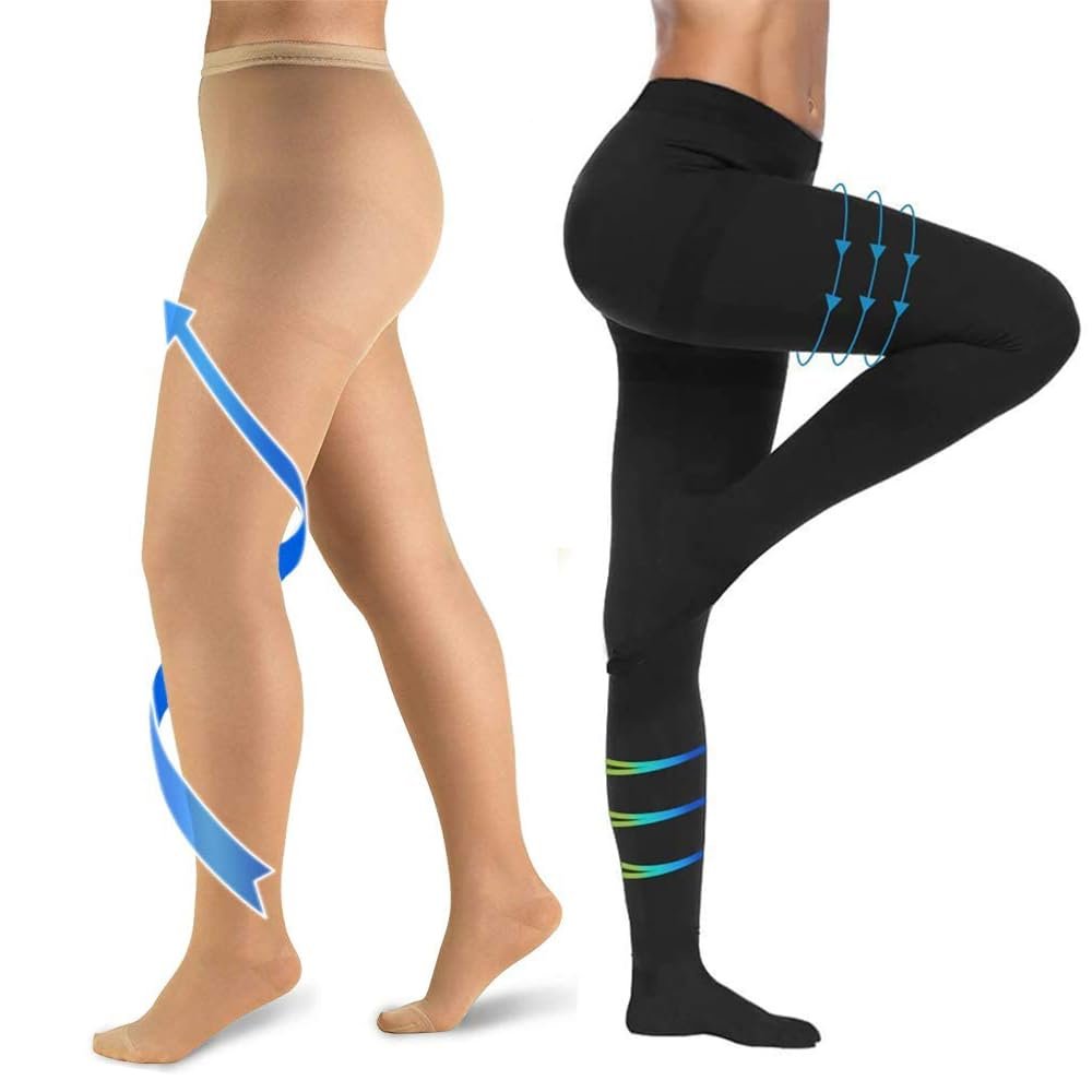 20-30 mmHg Women Compression Pantyhose,Closed Toe Medical Compression Stockings,Waist High Opaque Compression Tights for Varicose Veins,DVT,Graduated Compression Panty Hose for Teacher,2 Pairs-XL