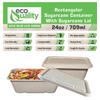 EcoQuality 24oz Disposable Bowls with Fiber Lids - Rectangular Compostable Sugarcane Fiber Biodegradable Paper Bowls Eco-Friendly Take Out Food Storage Containers, Microwave Safe, Meal Prep (250) view 2