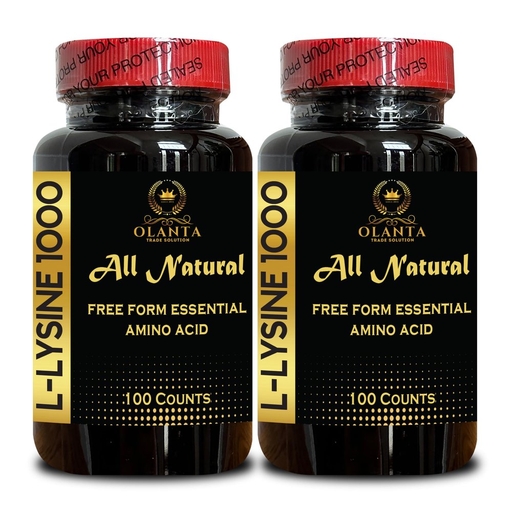 L-LYSINE 1000 mg Free Form Amino Acid Essential - Vitamins for Adults Tissue Health & Immune System, Amino Acid for Protein Synthesis, 1000mg Supplement, Pure - 2 Bottles 200 Counts