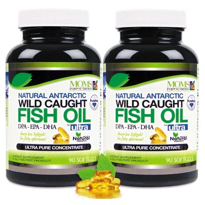 Moms For Nutrition (Pack of 2) Wild Caught Omega 3 Fish Oil DPA-EPA-DHA 2,900 Milligram Fish Oil Supplement, 180 Softgels