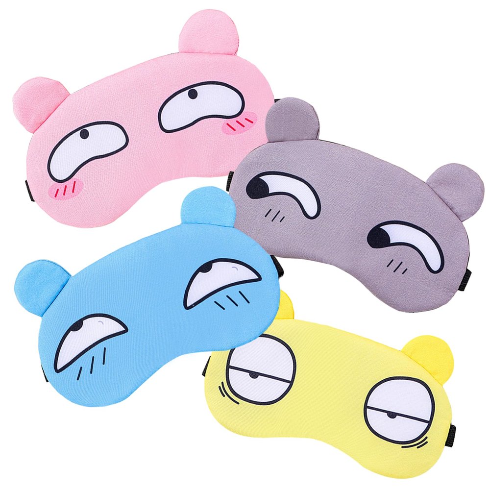 4PCS Cute Sleep Mask Breathable & Comfortable Cartoon Funny Eye Mask with Elastic Band Kids Sleep for Kids Boys Girls Men Woman Night Sleeping