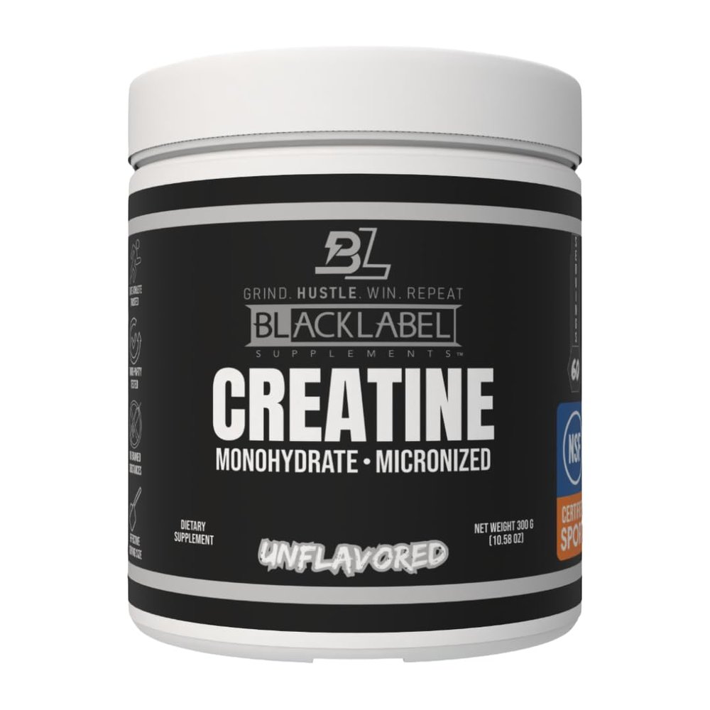 BLACKLABEL Supplements Creatine Monohydrate Powder, 60 Servings Unflavored Creatine Powder for Muscle Gain and Strength Support Daily Creatine Supplement for Men and Women, 5g per Serving