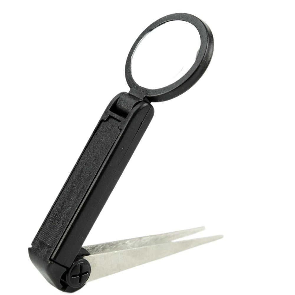 10X Magnifying Glass Foldable Magnifying Glass with Light & Tweezer Base Practical Multi-Purpose Illuminated Handheld Magnifier for Reading, Close Work, Jewelry